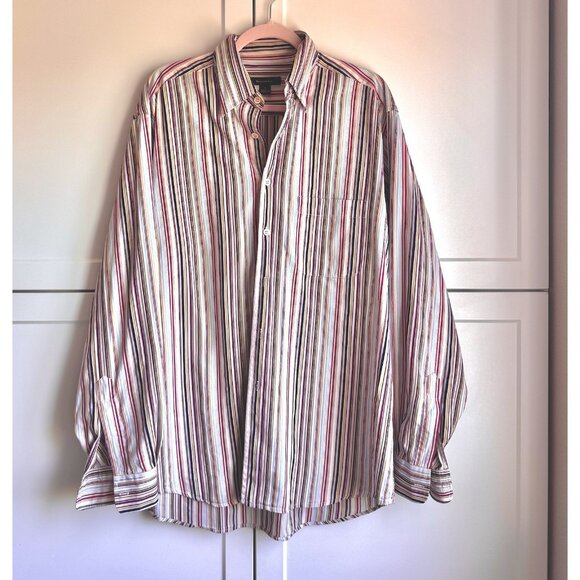 Ermenegildo Zegna Other - Ermenegildo Zegna Hidden Button Down Stripe Shirt XL Made in Italy 100% Cotton